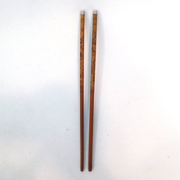 VINTAGE NEW 10.375” HANDCRAFTED SEKI HAMONO KOI FISH STAINLESS STEEL CHOPSTICKS - Picture 2 of 5